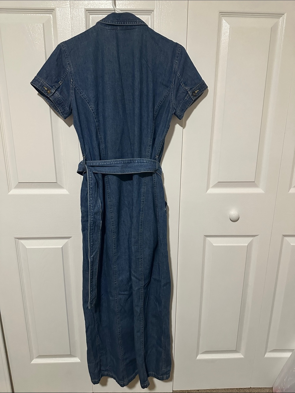 Liz Claiborne Blue Denim Double-Breasted Jumpsuit with Belt - Picture 3 of 3